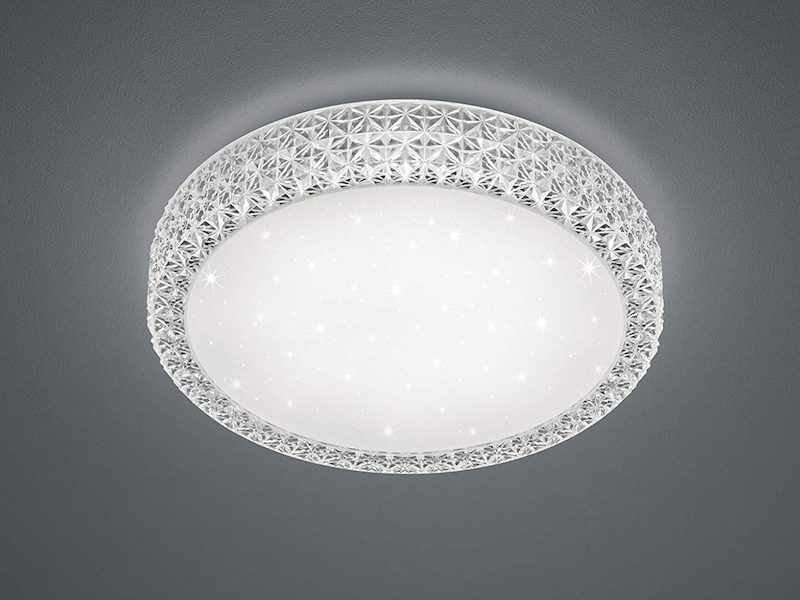 Dimmbare LED Deckenlampe PEGASUS mit Sternenhimmel & Kristall, Ø 40cm