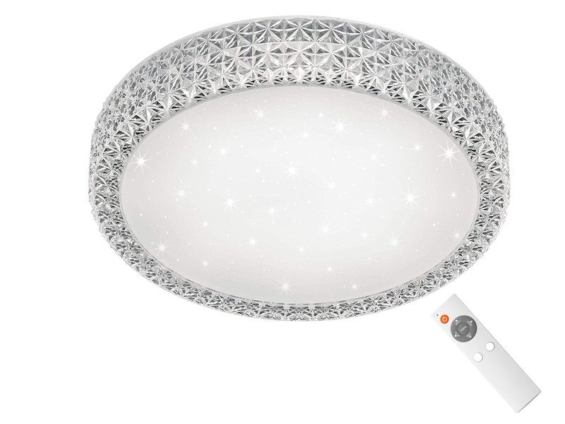 Dimmbare LED Deckenlampe PEGASUS mit Fernbedienung & Kristall, Ø 60cm