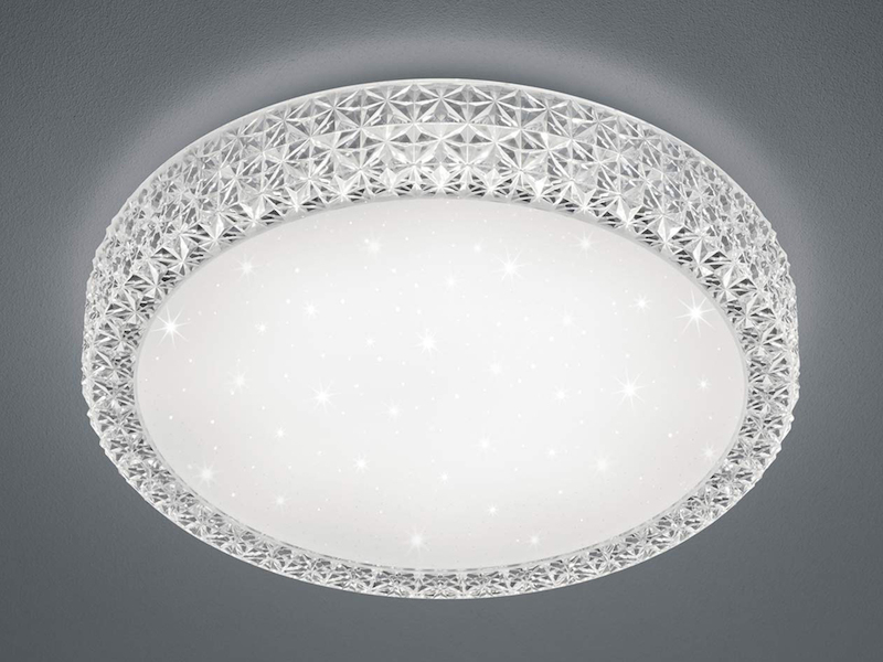 Dimmbare LED Deckenlampe PEGASUS mit Fernbedienung & Kristall, Ø 60cm