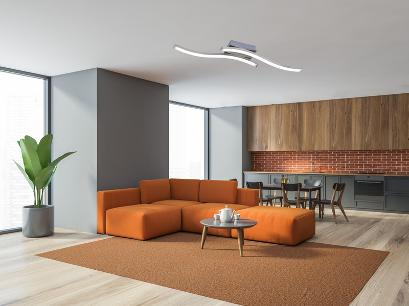 LED Deckenleuchte ROUTE Metall Silber 2-flammig, Warmweiß, Breite 56cm