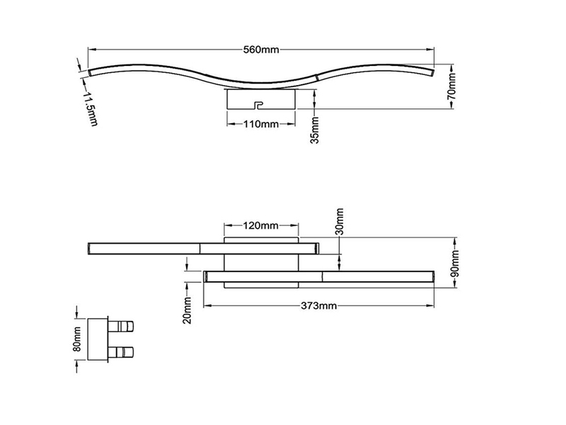 LED Deckenleuchte ROUTE Metall Silber 2-flammig, Warmweiß, Breite 56cm