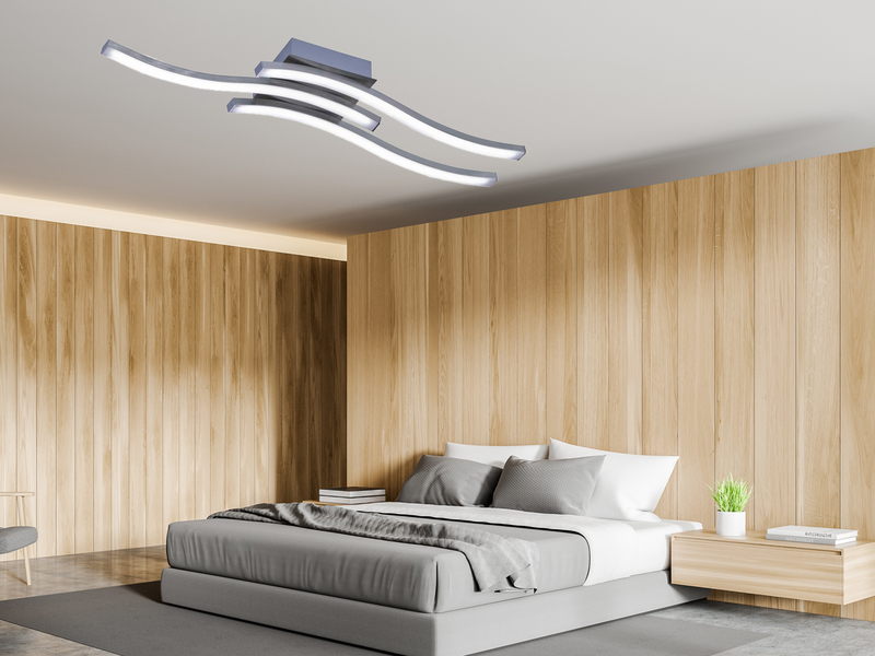 LED Deckenleuchte ROUTE Metall Silber, 3-flammig Warmweiß, Breite 56cm