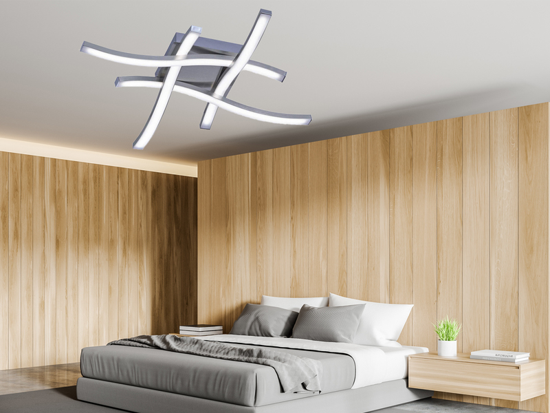 LED Deckenleuchte ROUTE Metall Silber, 4-flammig Warmweiß, Breite 46cm
