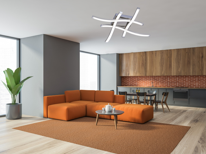 LED Deckenleuchte ROUTE Metall Silber, 4-flammig Warmweiß, Breite 46cm