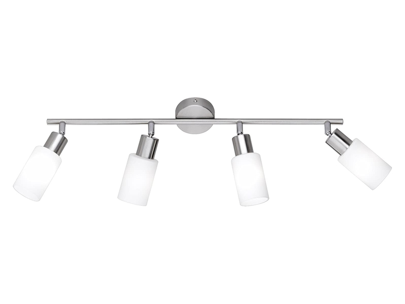 Deckenstrahler MARS 4-flammig Silber mit Glas Lampenschirmen Weiß, Breite 60cm