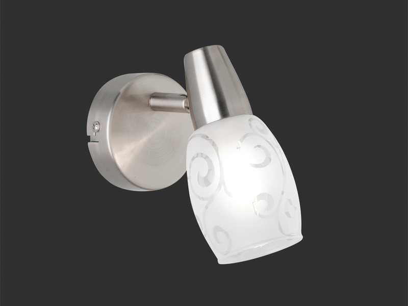 Wandstrahler COLMAR Metall Silber matt mit Dekorglas satiniert, Breite 8cm