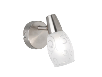 Wandstrahler COLMAR Metall Silber matt mit Dekorglas satiniert, Breite 8cm