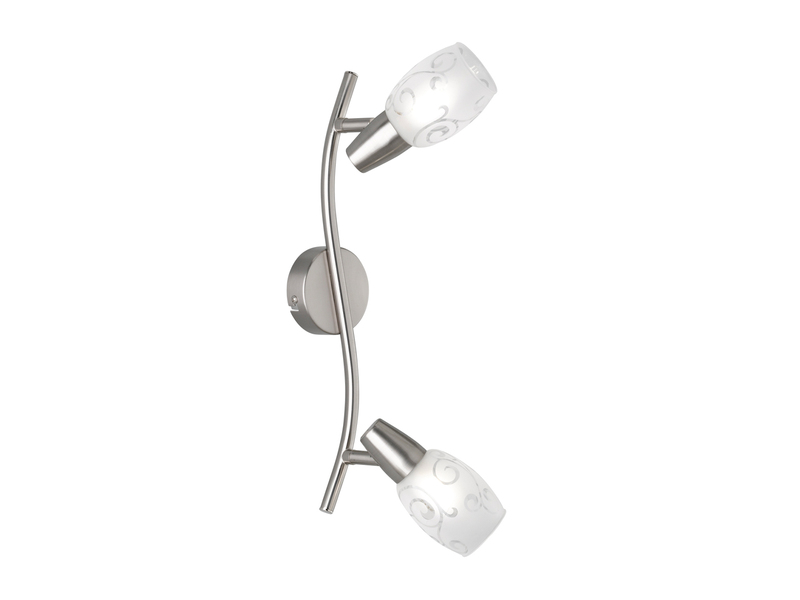 Deckenstrahler COLMAR 2-flammig Silber mit Dekorglas satiniert, Breite 39cm