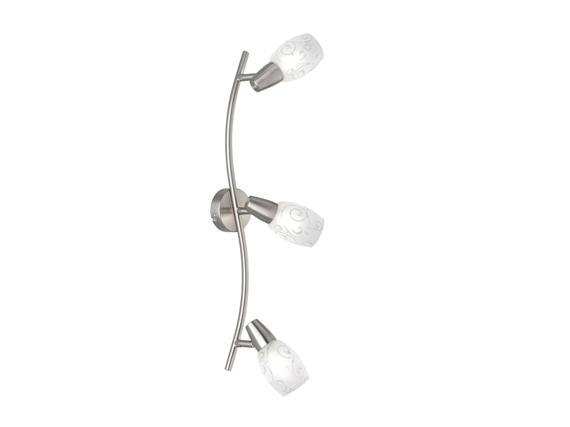 Deckenstrahler COLMAR 3-flammig Silber mit Dekorglas satiniert, Breite 56cm