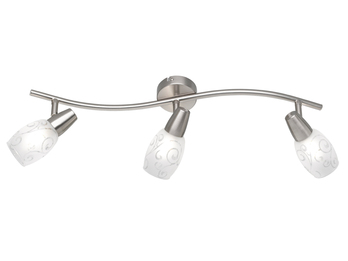 Deckenstrahler COLMAR 3-flammig Silber mit Dekorglas satiniert, Breite 56cm