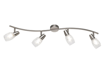 Deckenstrahler COLMAR 4-flammig Silber mit Dekorglas satiniert, Breite 79cm