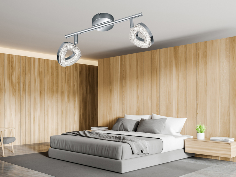 LED Deckenstrahler TOURS 2-flammig Silber Chrom, Breite 30cm