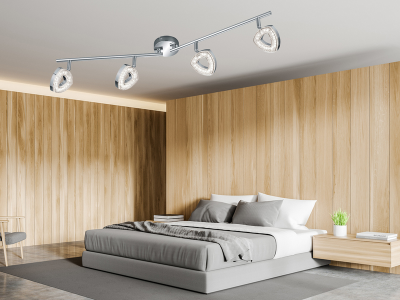 LED Deckenstrahler TOURS 4-flammig Silber Chrom, Breite 80cm