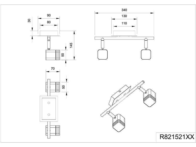 LED Deckenstrahler ROUBAIX 2-flammig Weiß matt, Breite 34cm
