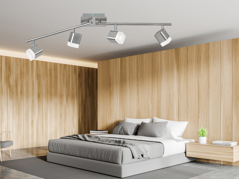 LED Deckenstrahler ROUBAIX 4-flammig Silber matt, Breite 78cm
