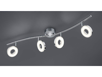 Schwenkbarer LED Deckenstrahler RENNES innen 4 flammig Metall Silber Chrom