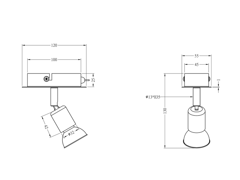 LED Wandstrahler NIMES Metall Silber, Breite 5cm