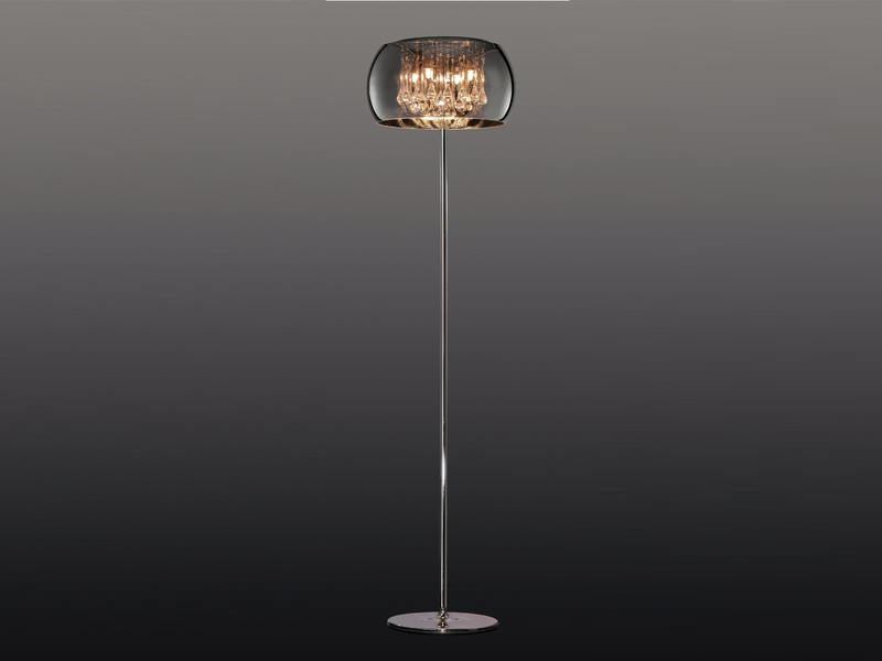 Luxus LED Steh Lampe Wohnraum Kristall Strahler Decken Fluter Leuchte DIMMBAR