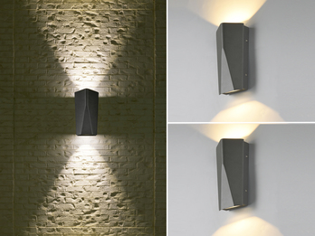 Eckige Up & Down LED Außenwandlampen 2er SET aus Aluminiumguss in Anthrazit