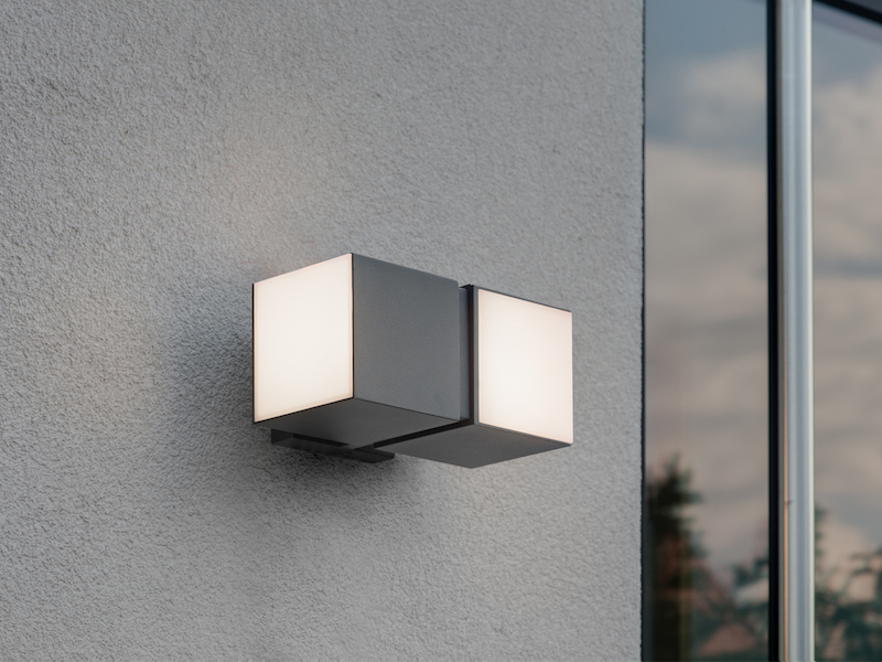 Hochwertige LED Außenwandleuchten 2er SET mit Lichtwürfel, dreh & schwenkbar