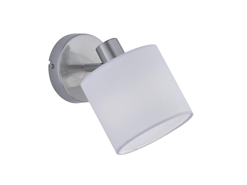 LED Wandstrahler Silber matt mit Stoffschirm Weiß, Breite 12cm
