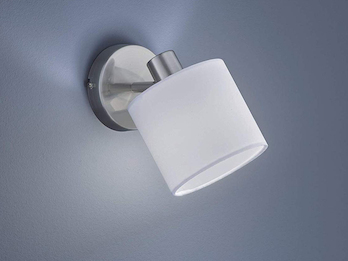 Wandstrahler Silber mit Stoffschirm Weiß inkl. E14 LED Ø 12cm