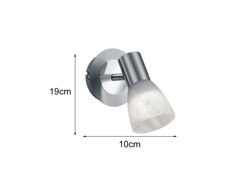 2er Set LED Wandstrahler Silber mit Glas Lampenschirm, Breite 10cm