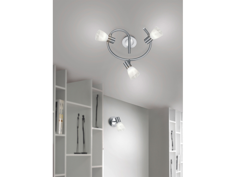 2er Set LED Wandstrahler Silber mit Glas Lampenschirm, Breite 10cm