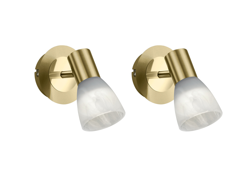 2er Set LED Wandstrahler Messing mit Glas Lampenschirm, Breite 10cm