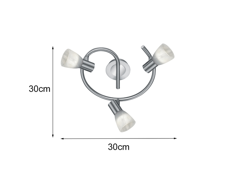 2er Set LED Deckenstrahler 3-flammig Silber Glasschirme schwenkbar Ø 30cm