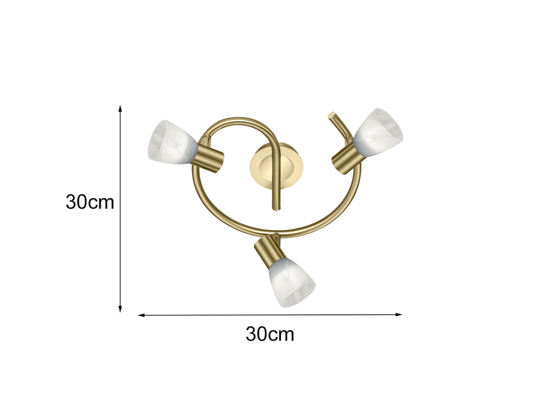 2er Set LED Deckenstrahler 3-flammig Messing Glasschirme schwenkbar Ø 30cm