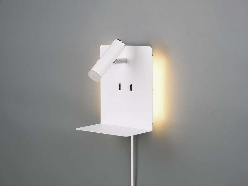 2er Set LED Wandspots Weiß mit Schalter, Stecker, USB Ladefunktion, Breite 16cm