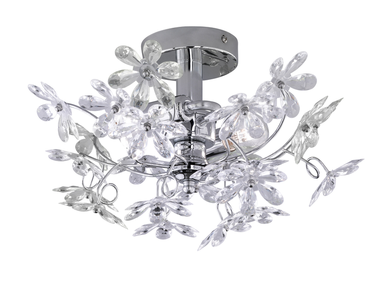 Verspielte LED Deckenleuchte im floralen Design, Chrom Multicolor Ø 38cm