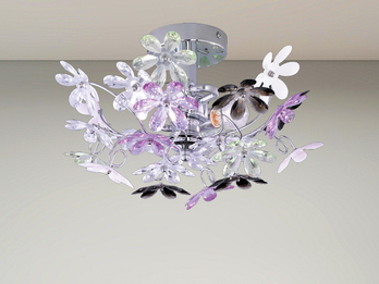 Verspielte LED Deckenleuchte im floralen Design, Chrom Multicolor Ø 38cm