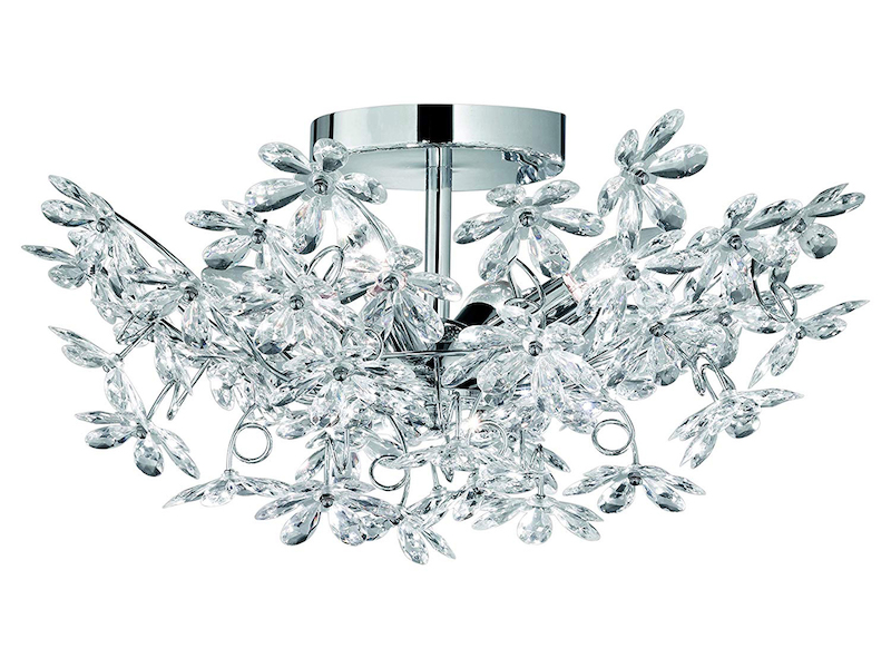 Verspielte LED Deckenleuchte im floralen Design, Chrom Multicolor Ø 51cm