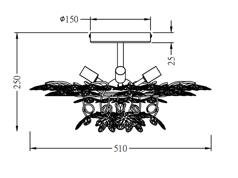 Ausgefallene große LED Deckenleuchte mit Blumen, dimmbar über Schalter Ø 51cm