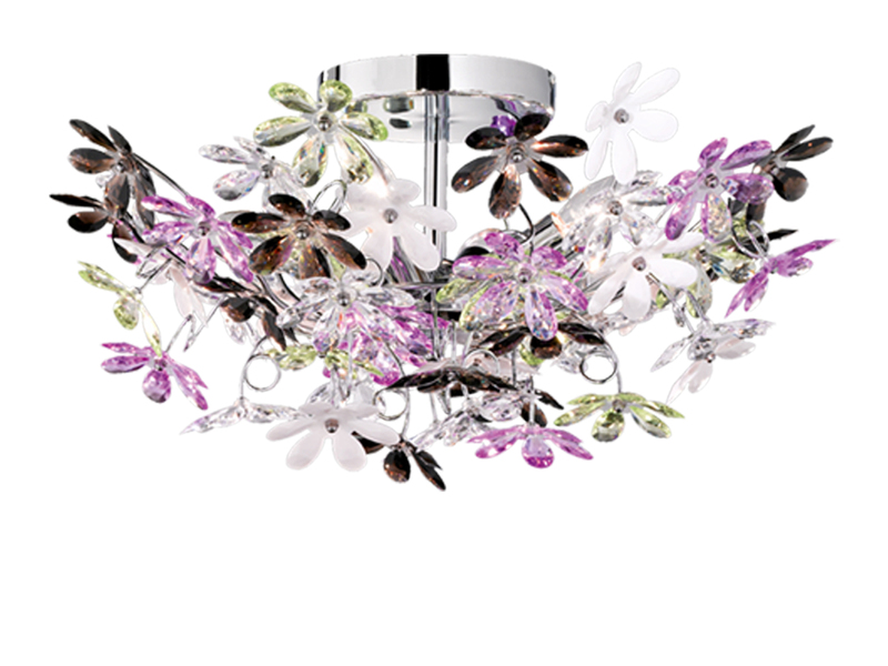 Verspielte LED Deckenleuchte im floralen Design, Chrom Multicolor Ø 51cm