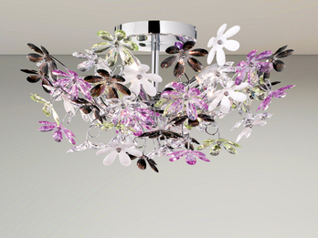 Verspielte LED Deckenleuchte Ø51cm im floralen Design - Chrom Multicolor