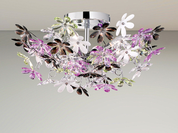 Verspielte LED Deckenleuchte im floralen Design, Chrom Multicolor Ø 51cm