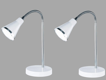 Moderne flexible LED Schreibtischleuchten 2er SET 1 flammige Kunststoff in Weiß
