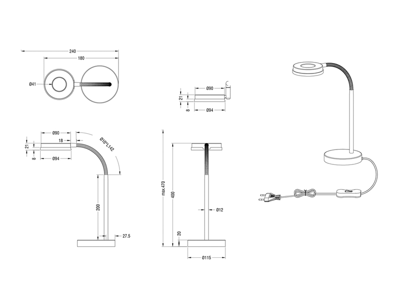 Moderne LED Schreibtischleuchten 2er SET flexibel & biegsam 1 flammig in Weiß