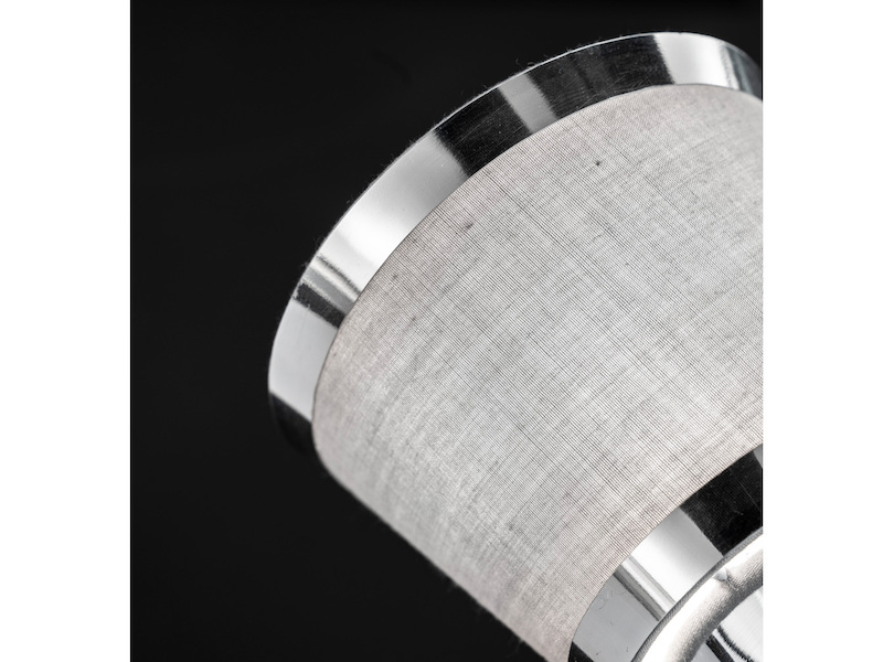 LED Wandstrahler Chrom glänzend mit Stoffschirm Grau, Breite 12cm