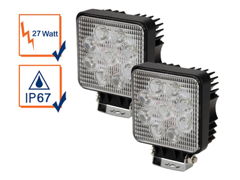 2er Set 27 Watt LED Wandstrahler schwarz, IP67 Außenfluter zur Außenbeleuchtung