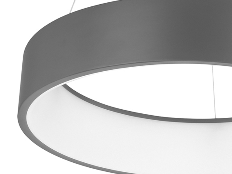 LED Ring Pendelleuchte PURE Metallschirm Grau, Ø 45cm