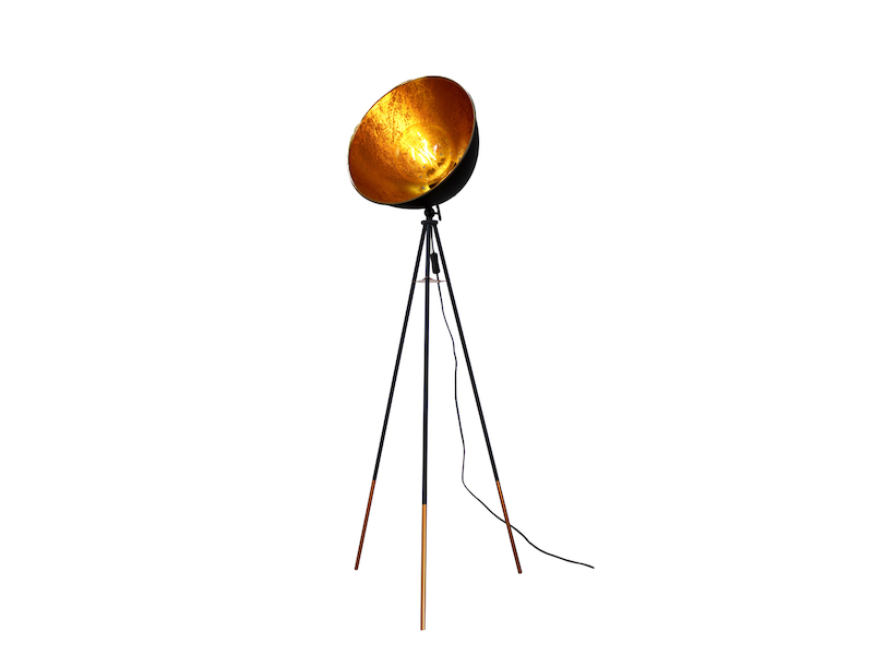 LED Stehleuchte mit schwenkbarem Schirm in Blättergoldoptik, Höhe 136cm