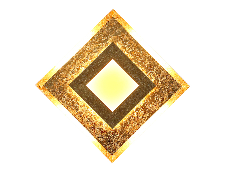 LED Innenleuchte WINDOW für Wand & Decke, Blattgold Design, Quadrat 39cm