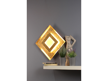 LED Innenleuchte WINDOW für Wand & Decke, Blattgold Design, Quadrat 39cm