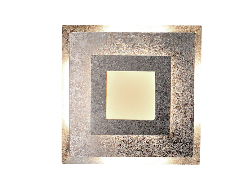 LED Innenleuchte WINDOW für Wand & Decke Blattsilber Design, Quadrat 39cm