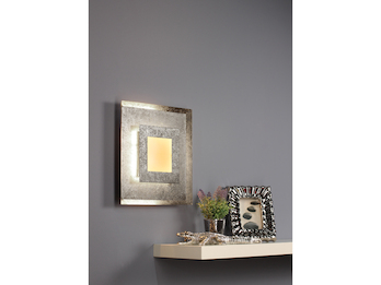 Luxuriöse LED Innenleuchte WINDOW für Wand & Decke Blattsilber Design eckig 39cm