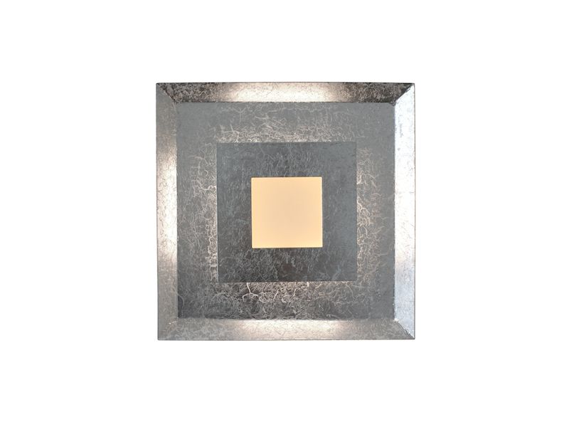 Luxuriöse LED Innenlampen für Wand & Decke 2er SET Blattsilber Design eckig 32cm
